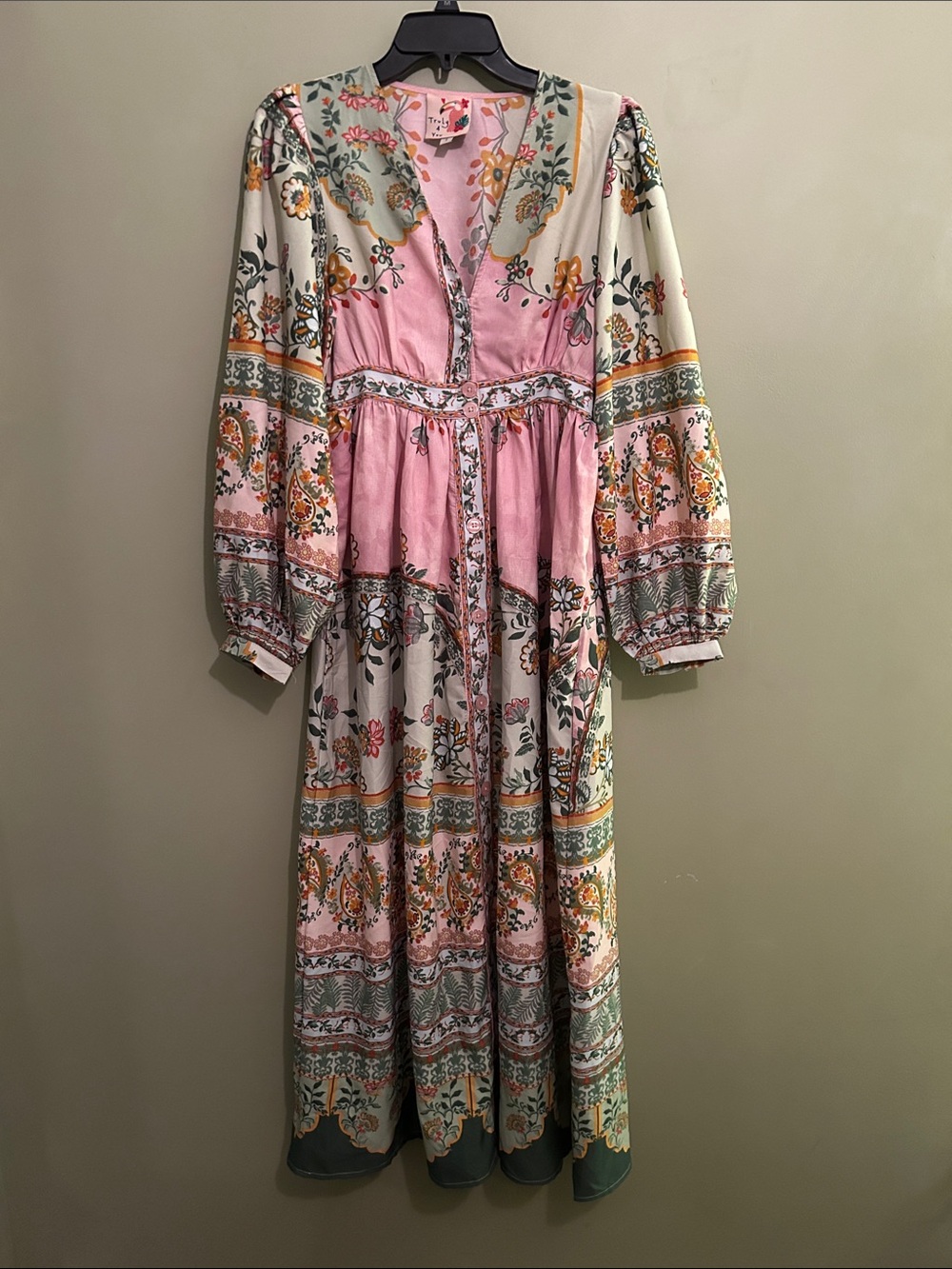 TRULY Pink and Cream Floral Maxi Dress
